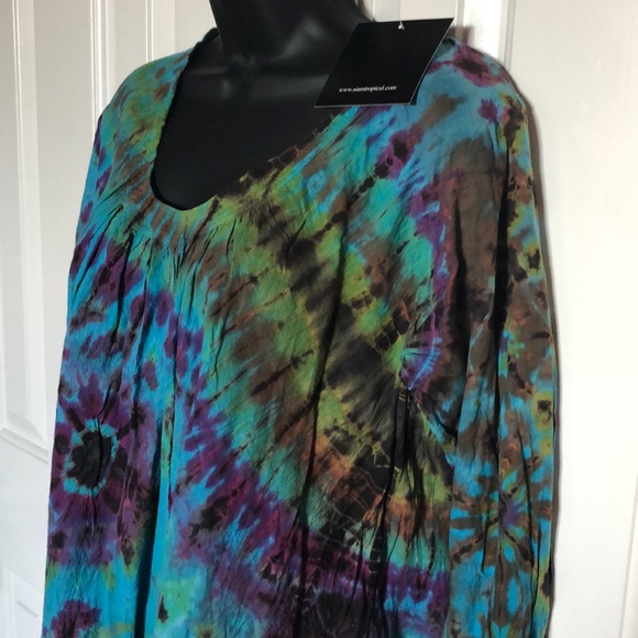 SIAM TROPICAL Tops - NWT 🏝 SIAM TROPICAL COTTON TIE-DYE BLOUSE TOP 1X